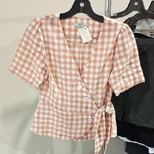 FRNCH Paris Gingham Wrap Top Xs